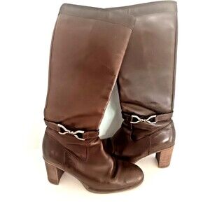 Bass Grammercy Park Brown Leather Riding Style Knee High Boots Women's SZ 8M